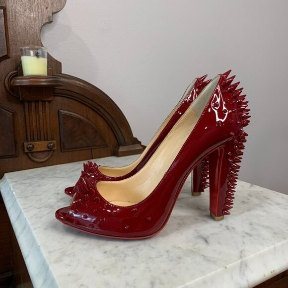 Christian Louboutin Shoes - Christian Louboutin Jurayoo 100 Spike Pump Carmin Patent